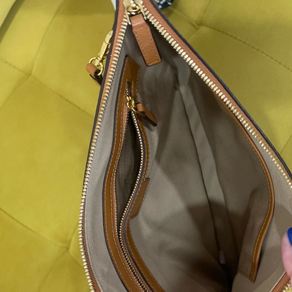 SOLD- MCM Visetos monogram zip pouch with leather crossbody strap - Picture 8 of 9